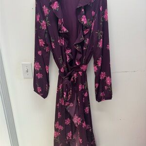 Draper James Plum Wrap Dress with Pink Floral Print